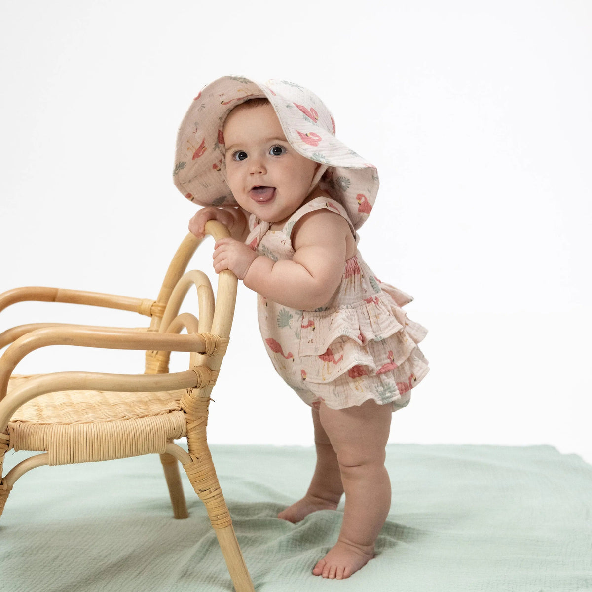 Flamingos - Ruffle Sunsuit - Baby & Toddler Clothing, Child, Pink, Headgear, Dress | Everetts Place