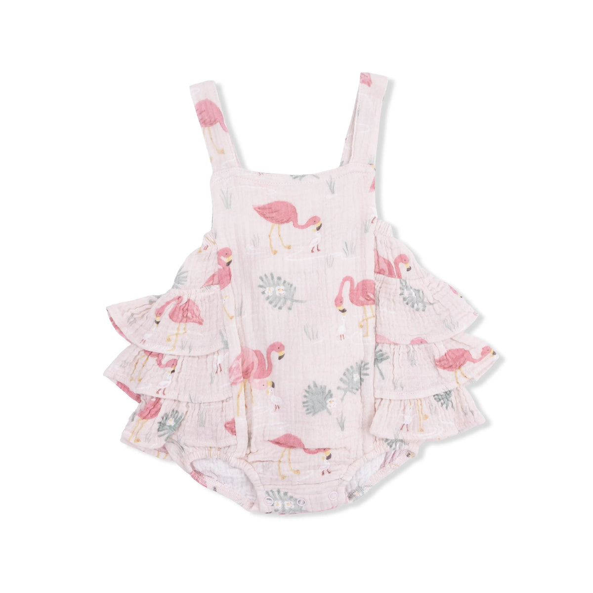 Angel Dear Flamingos - Ruffle Sunsuit - 