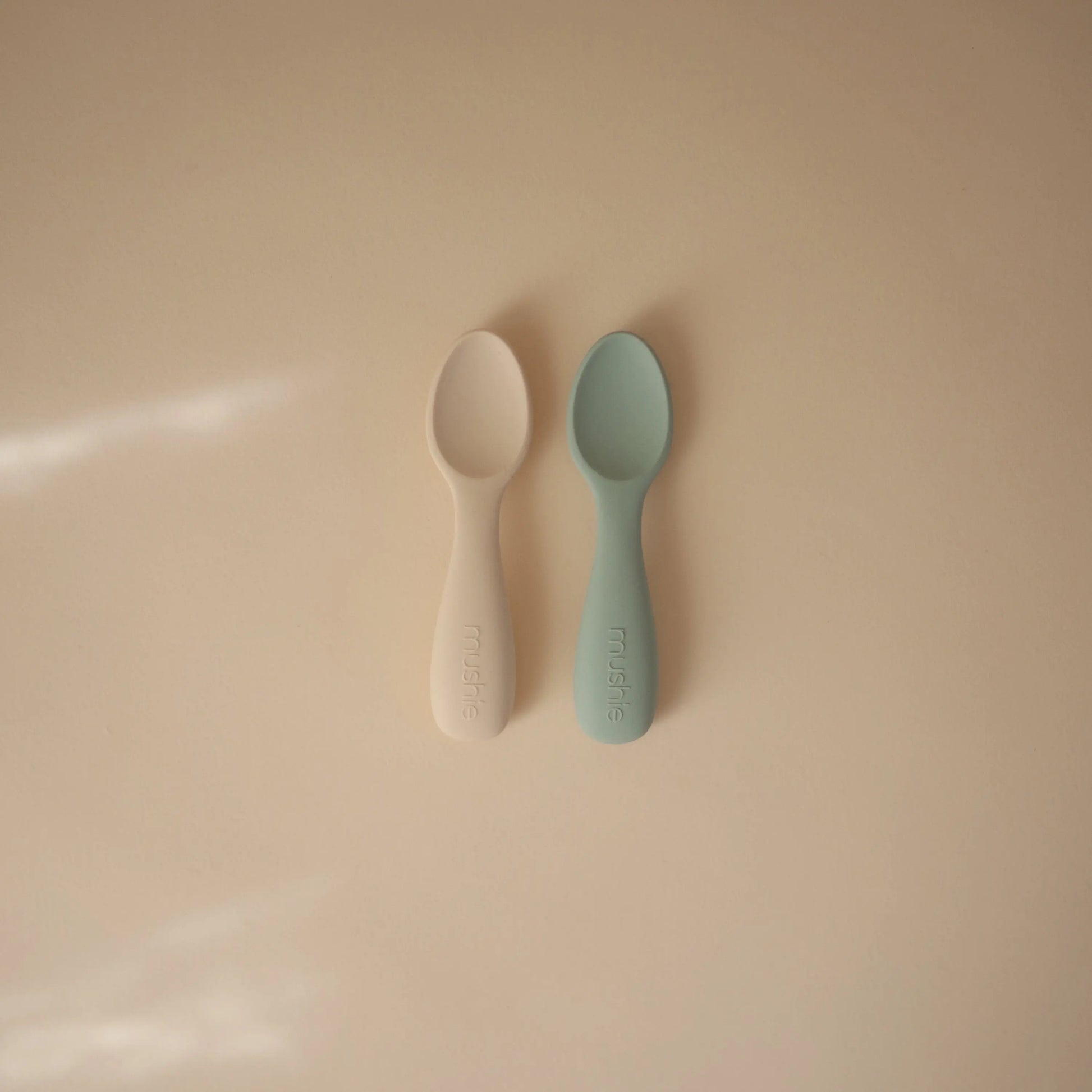 Silicone Toddler Starter Spoons Non Toxic Food Grade Gentle on Gums Easy Grip Handle Mushie