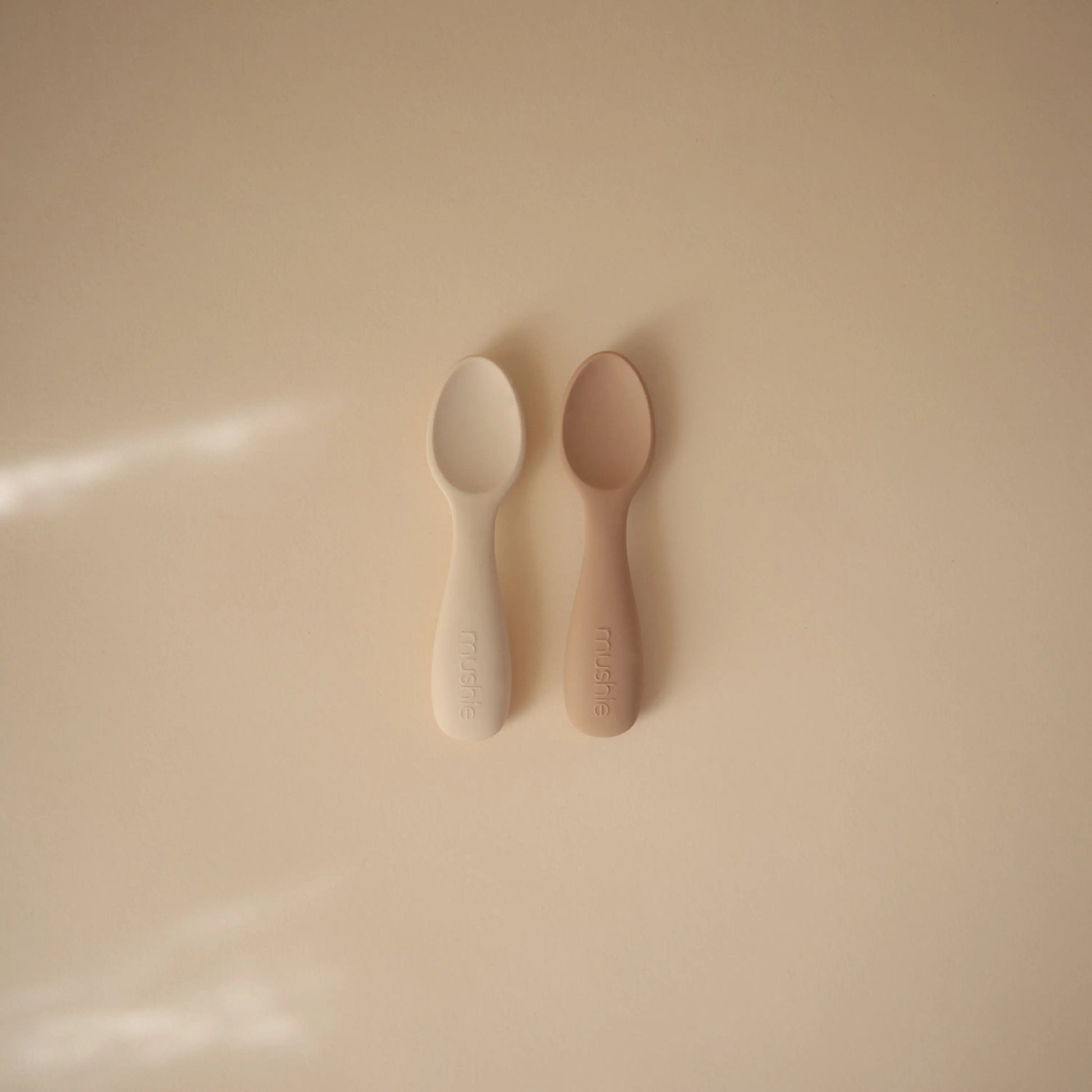 Silicone Toddler Starter Spoons Non Toxic Food Grade Gentle on Gums Easy Grip Handle Mushie
