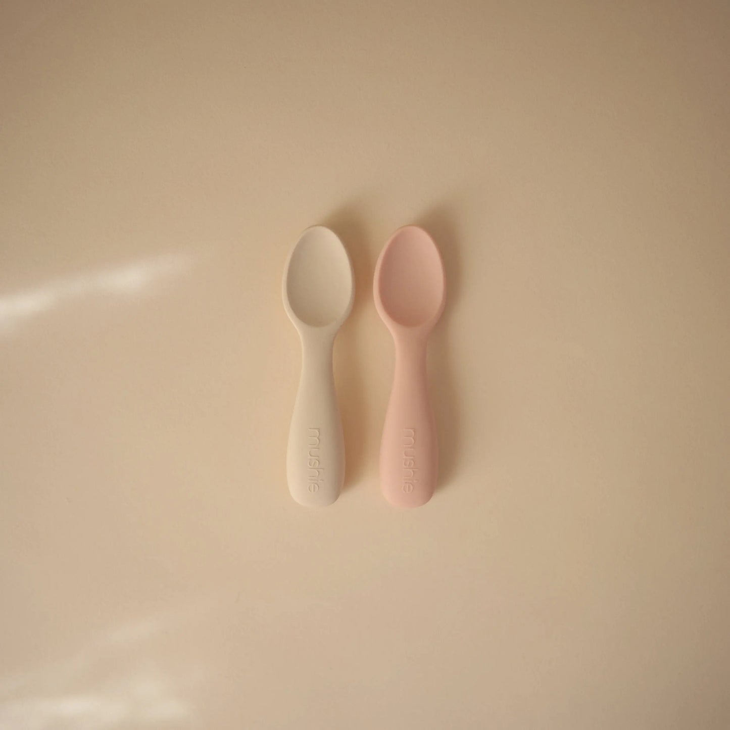Silicone Toddler Starter Spoons Non Toxic Food Grade Gentle on Gums Easy Grip Handle Mushie
