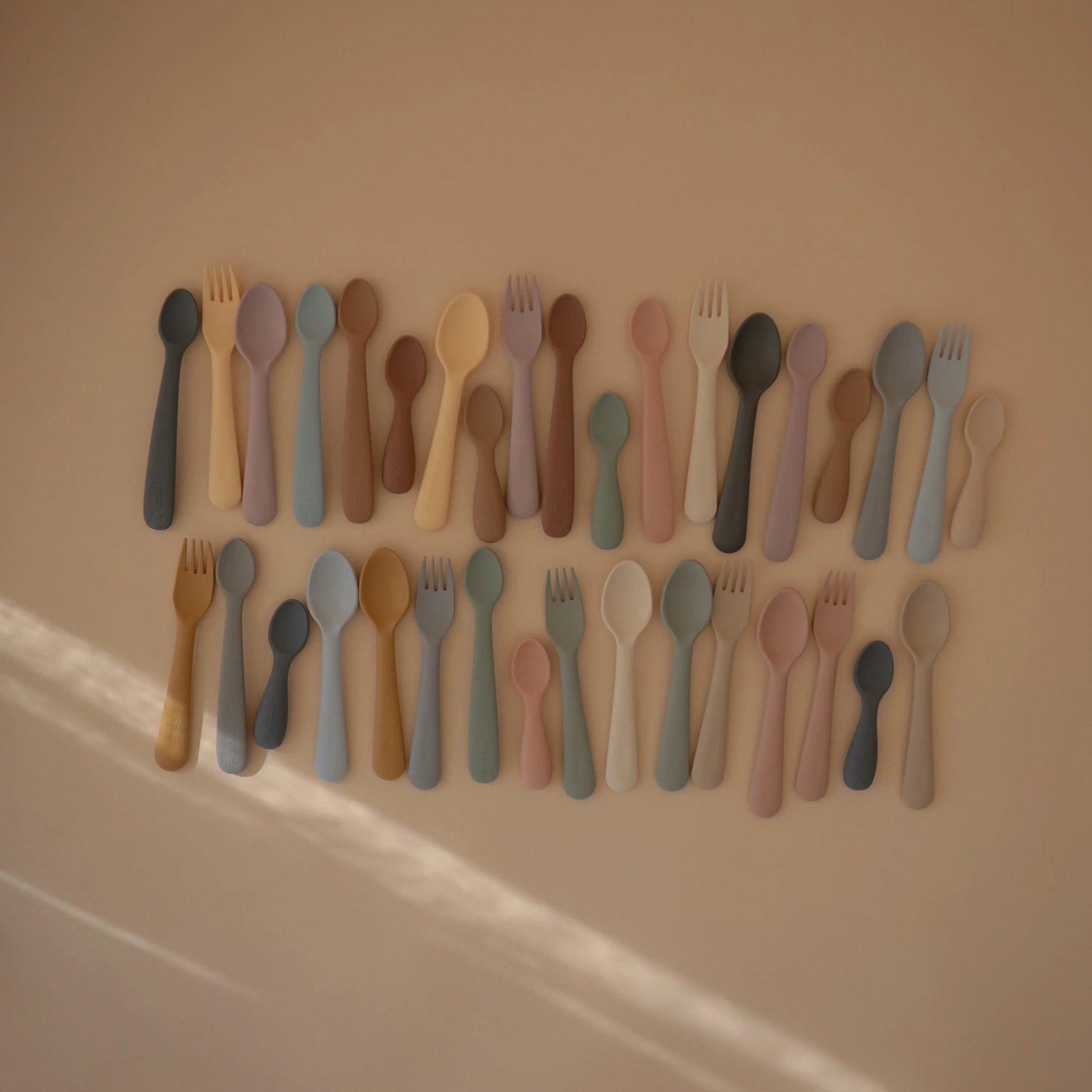 Silicone Toddler Starter Spoons Non Toxic Food Grade Gentle on Gums Easy Grip Handle Mushie