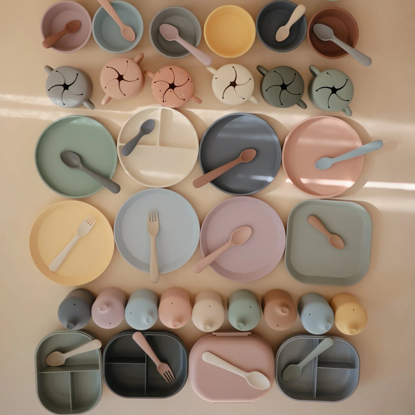 Square Dinnerware Plates for Babies BPA-Free Plastic Microwave and Dishwasher Safe Made in Denmark Mushie
