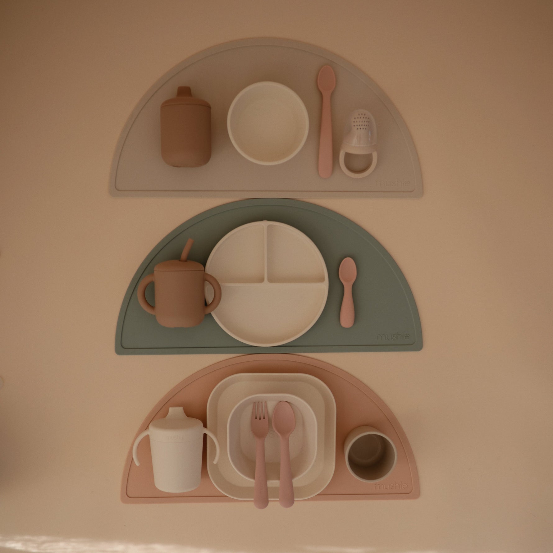 Mushie square baby dinnerware bowls for organic feeding.