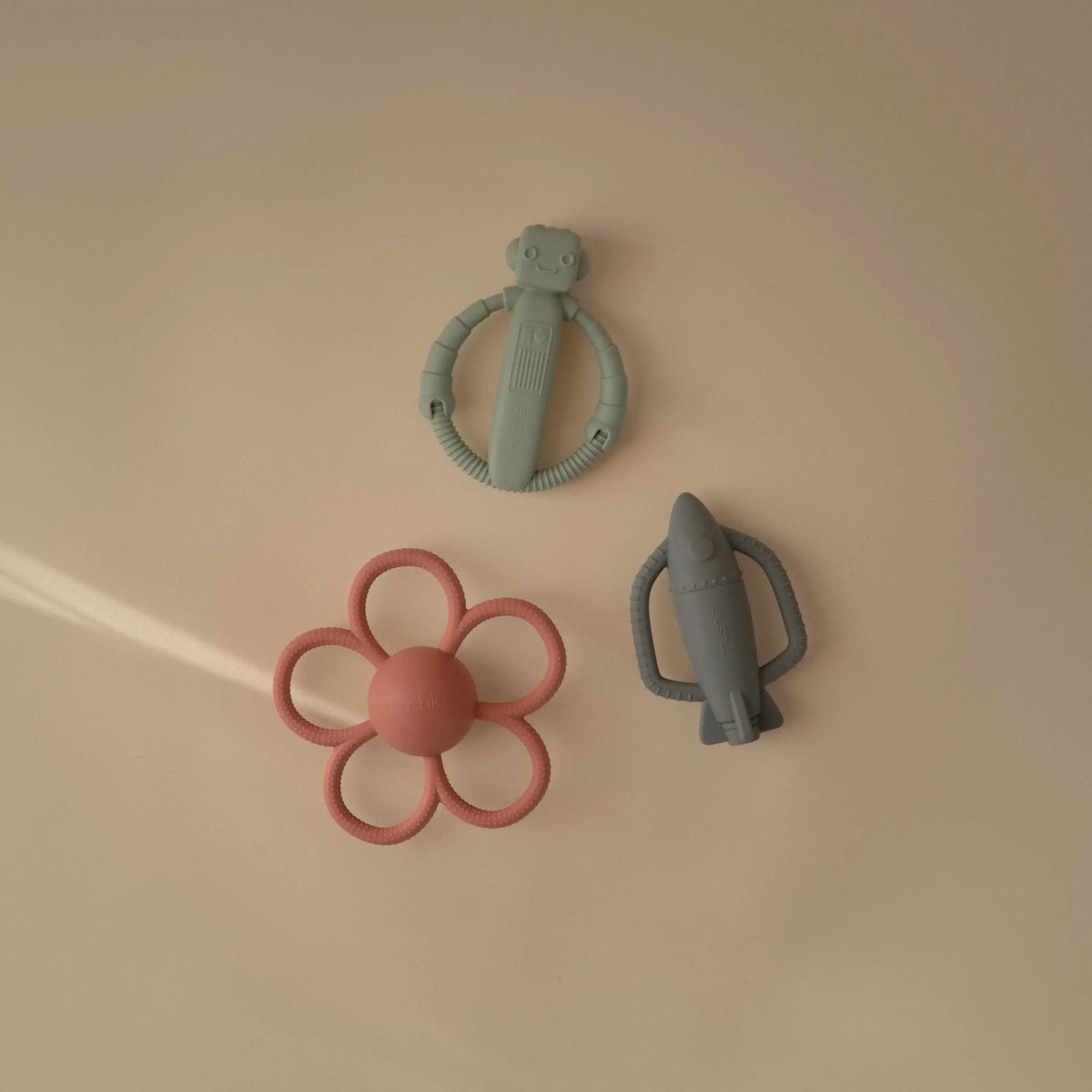 Mushie Silicone Rocket Rattle Teether For Babies Space Theme Mushie 