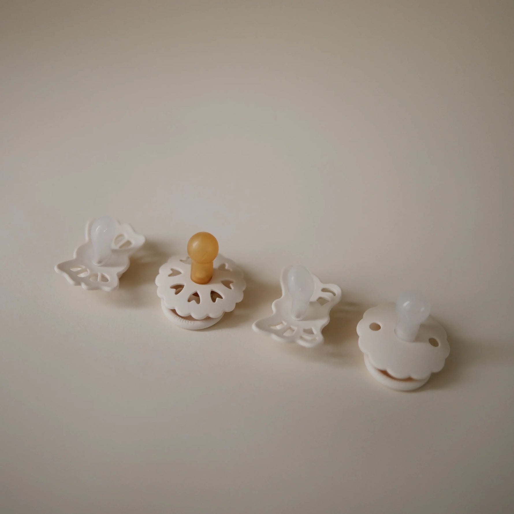 Mushie Frigg Baby's First Pacifier Floral Heart Cream 4 Pack - Baby & Toddler > Baby Health > Pacifiers & Teethers FRIGG PACIFIERS