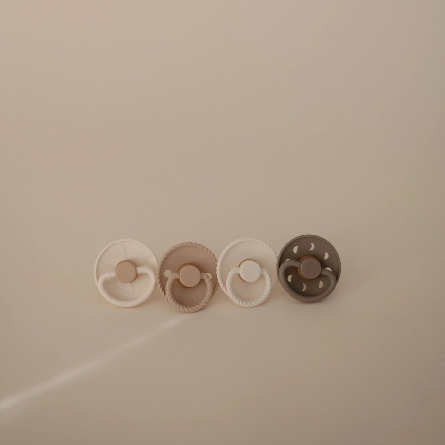 FRIGG Silicone Pacifier Four Pack for Baby Comfort with Safe Design and Soft Colors Mushie