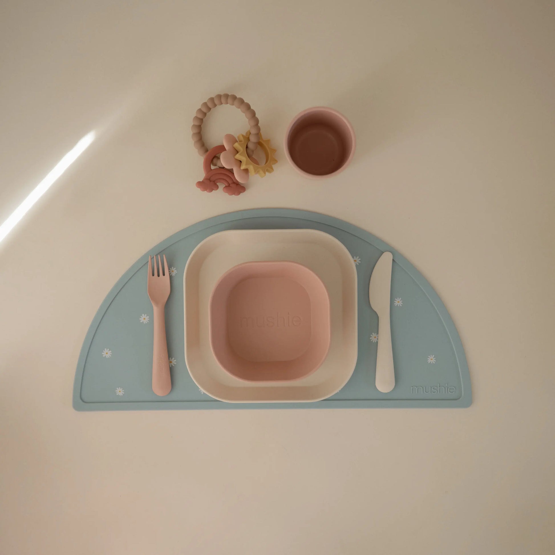 Kids Dinnerware Cutlery Set BPA Free Plastic Fork Spoon Knife Dishwasher Safe Made in Denmark Mushie