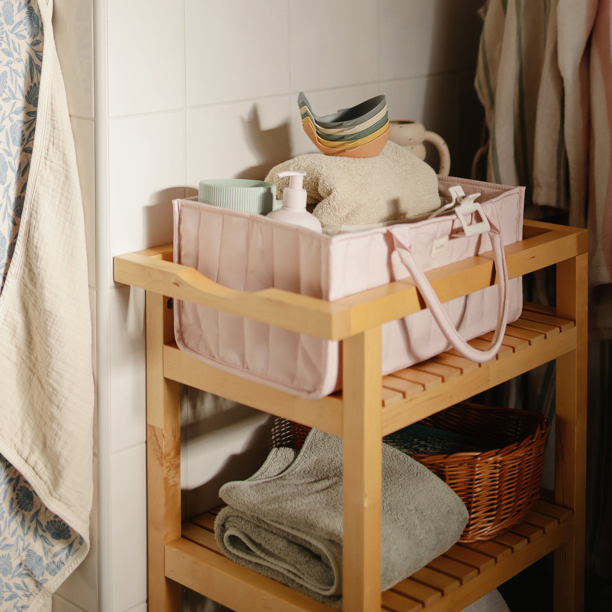 Versatile Quilted Diaper Caddy - Nursery Organizer by Mushie