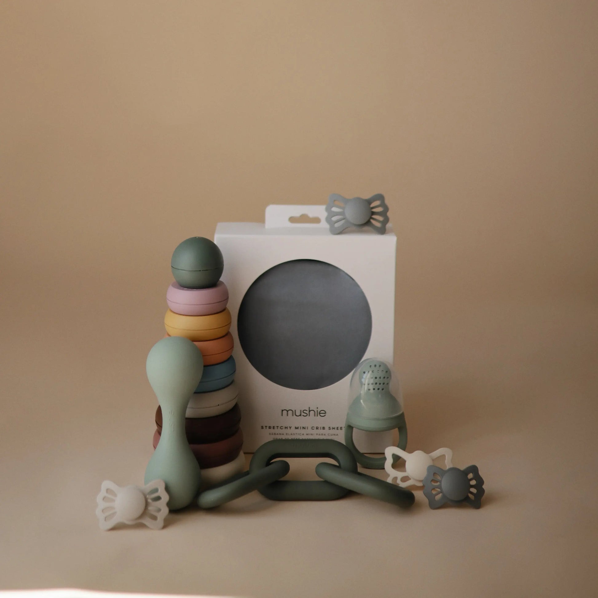 Stacking Rings Toy for Babies - Non-Toxic BPA Free Plastic Developmental Playset Mushie