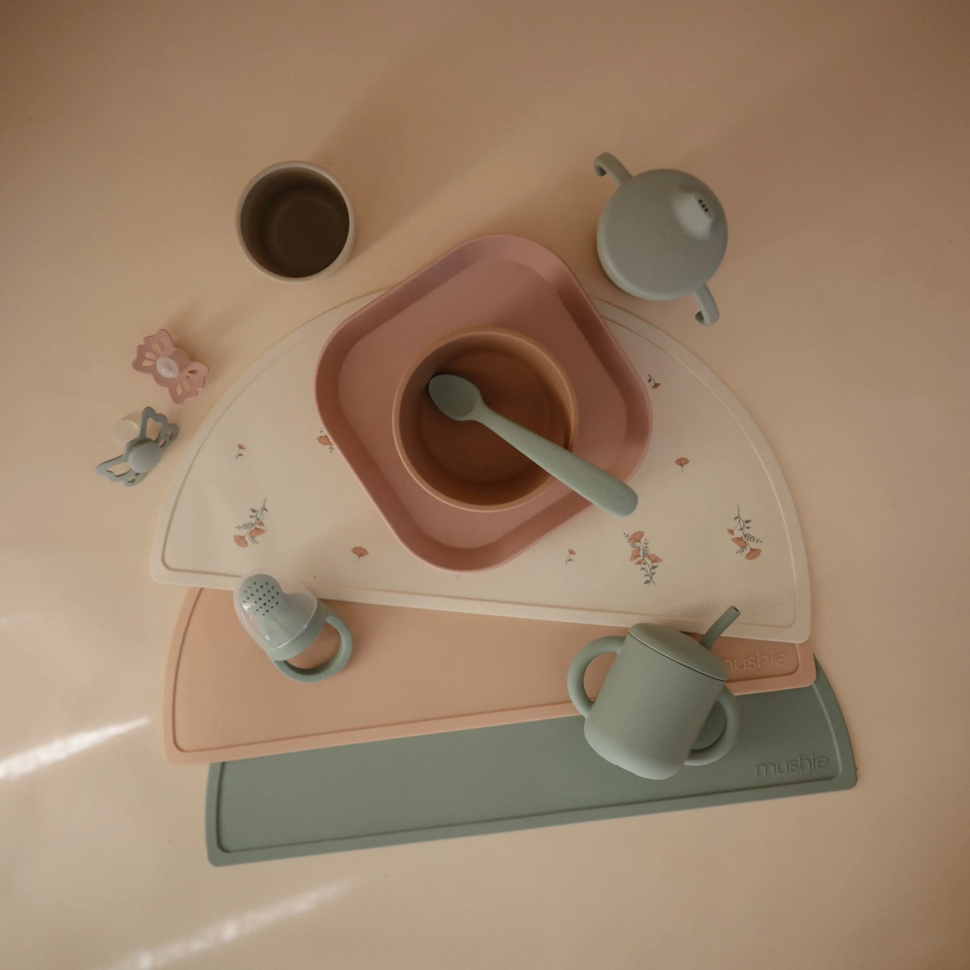 Square Dinnerware Plates for Babies BPA-Free Plastic Microwave and Dishwasher Safe Made in Denmark Mushie