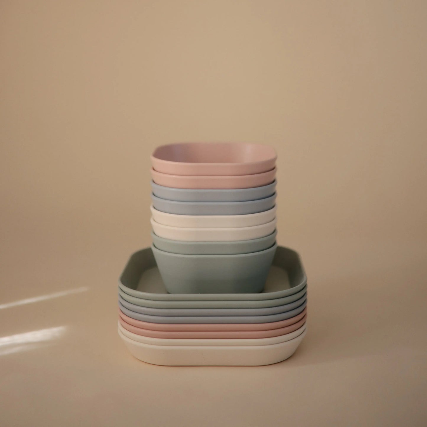 Square Dinnerware Plates for Babies BPA-Free Plastic Microwave and Dishwasher Safe Made in Denmark Mushie