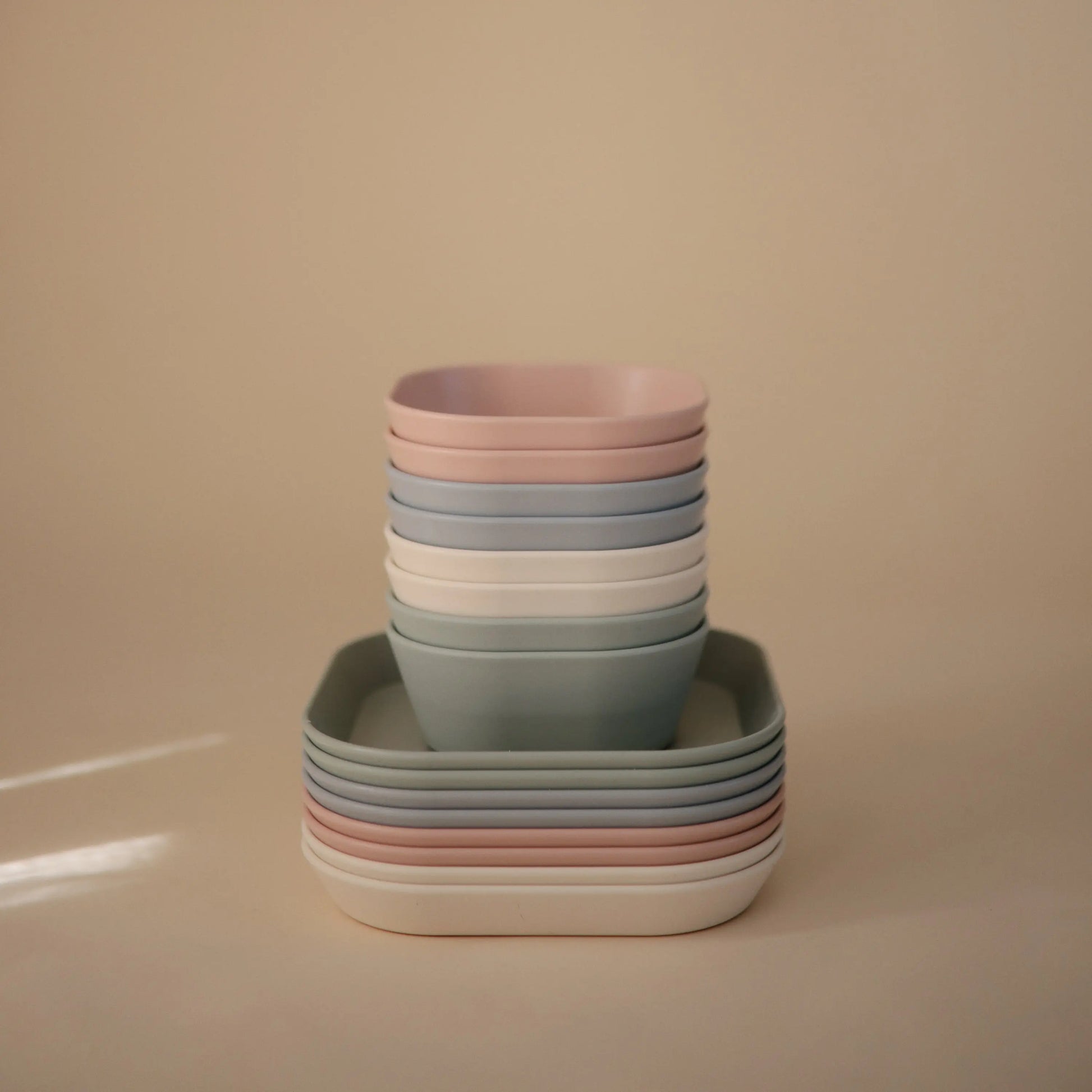 Square Dinnerware Plates for Babies BPA-Free Plastic Microwave and Dishwasher Safe Made in Denmark Mushie