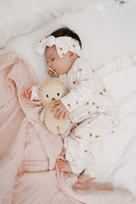 Harp Angel Boutique Fleur Ribbed Bamboo Ruffle Baby Romper | 2 - Way Zipper Sleeper - 
