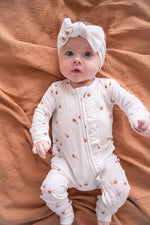 Harp Angel Boutique Fleur Ribbed Bamboo Ruffle Baby Romper | 2 - Way Zipper Sleeper - 