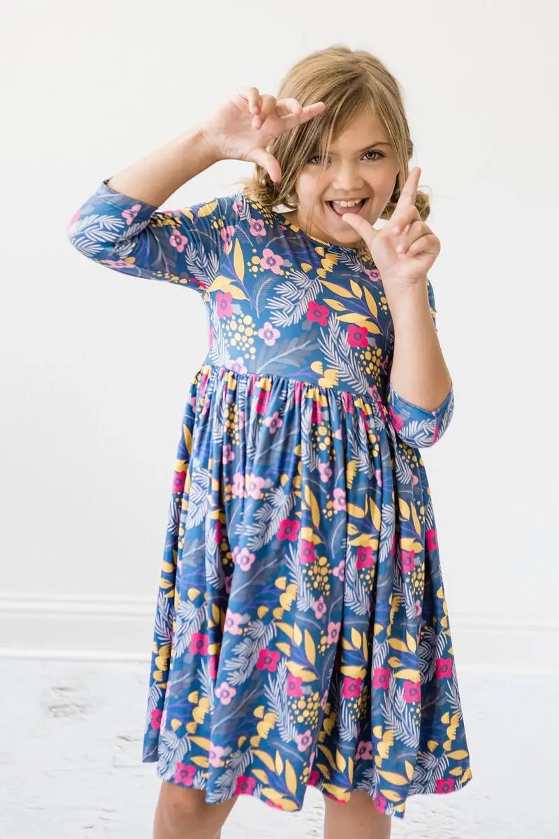 Mila & Rose ® Flora 3/4 Sleeve Pocket Twirl Dress - 