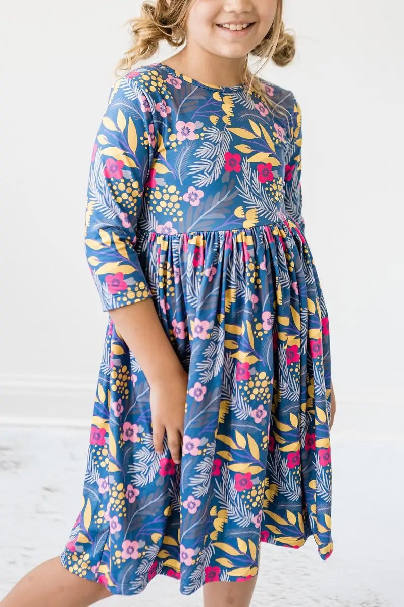Mila & Rose ® Flora 3/4 Sleeve Pocket Twirl Dress - 