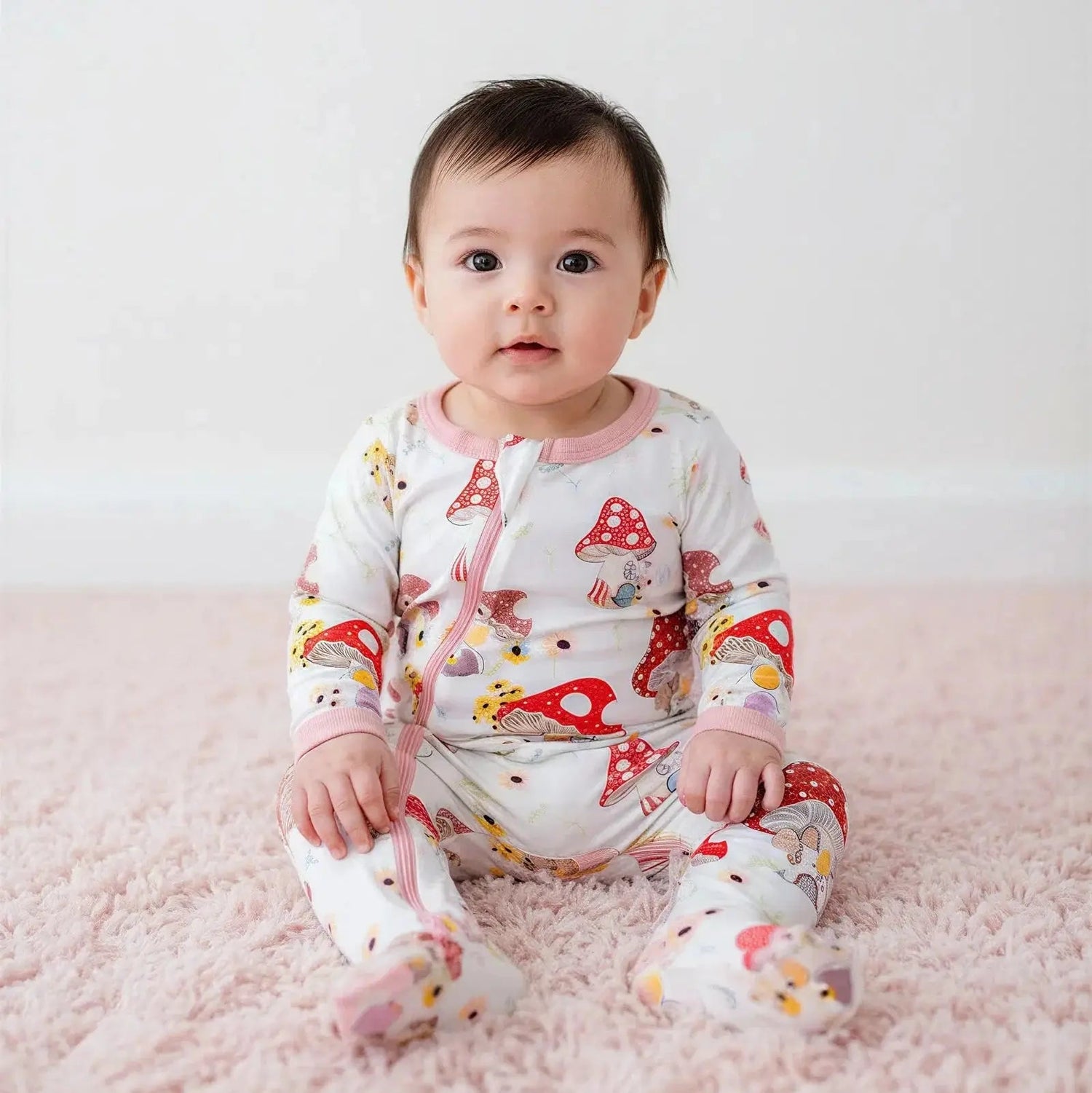 Bestaroo Flora Shrooms Footie Baby Onesie With Dual Zipper Easy Change - 