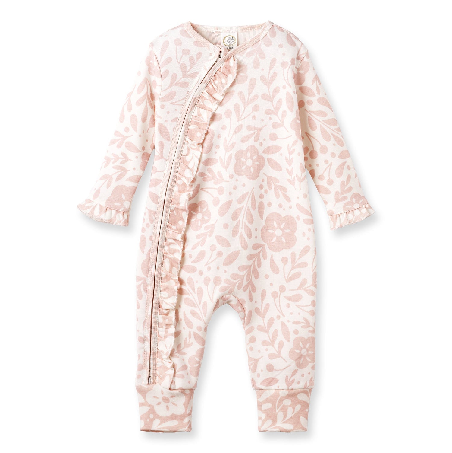 Tesa Babe Floral Baby Girl Romper – Soft Cotton Zipper Pink One - PieceEveretts Place