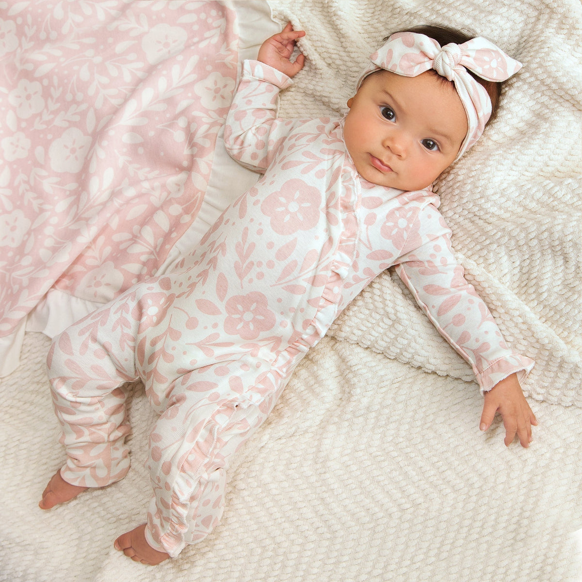 Floral Baby Girl Romper – Soft Cotton Zipper Pink One-Piece - Textile, Baby & Toddler Clothing, Pink, Nightwear, Comfort | Everetts Place