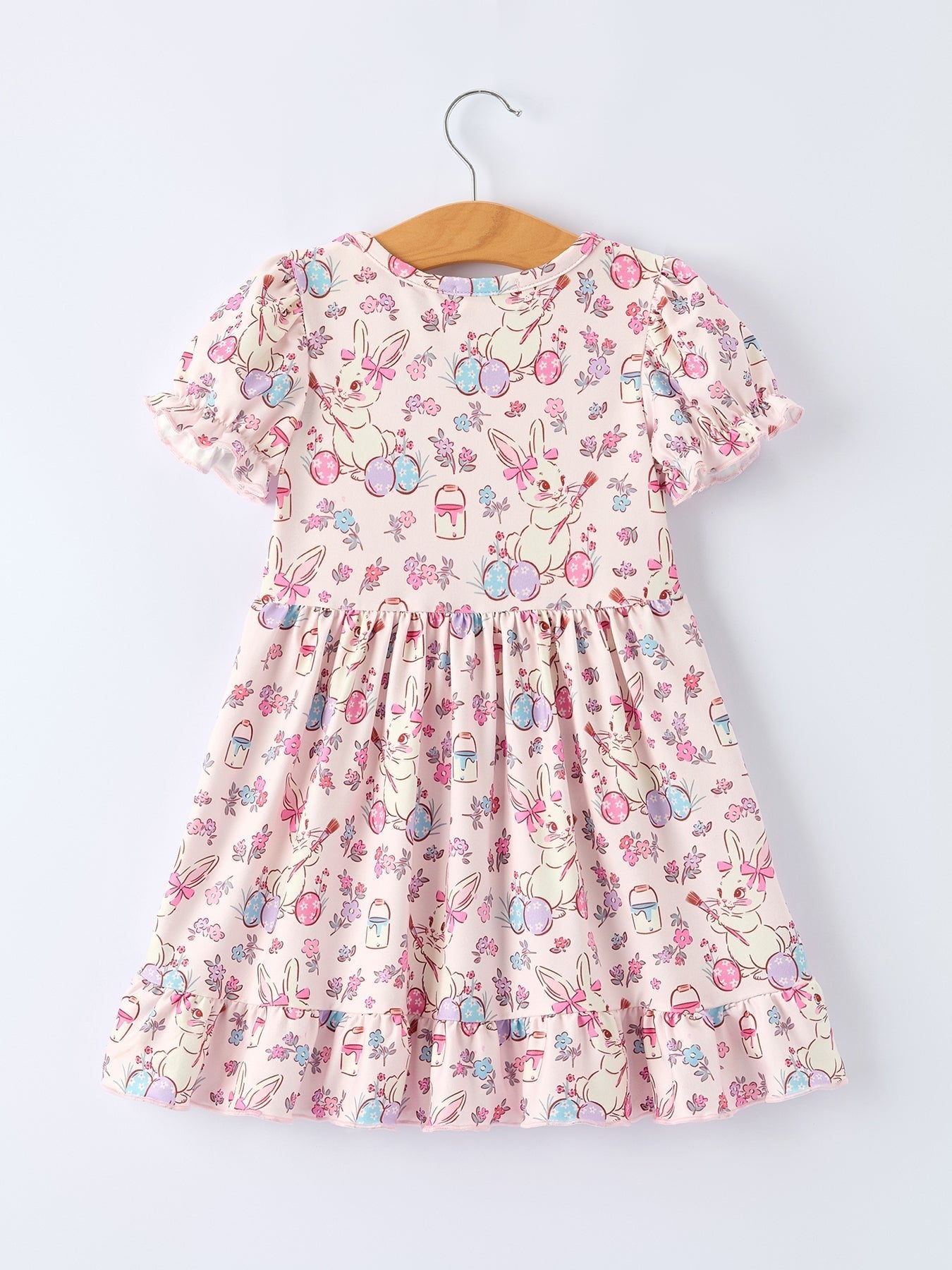 Rylee Faith Designs Floral Bunny Girls Ruffle Hem Dress - 
