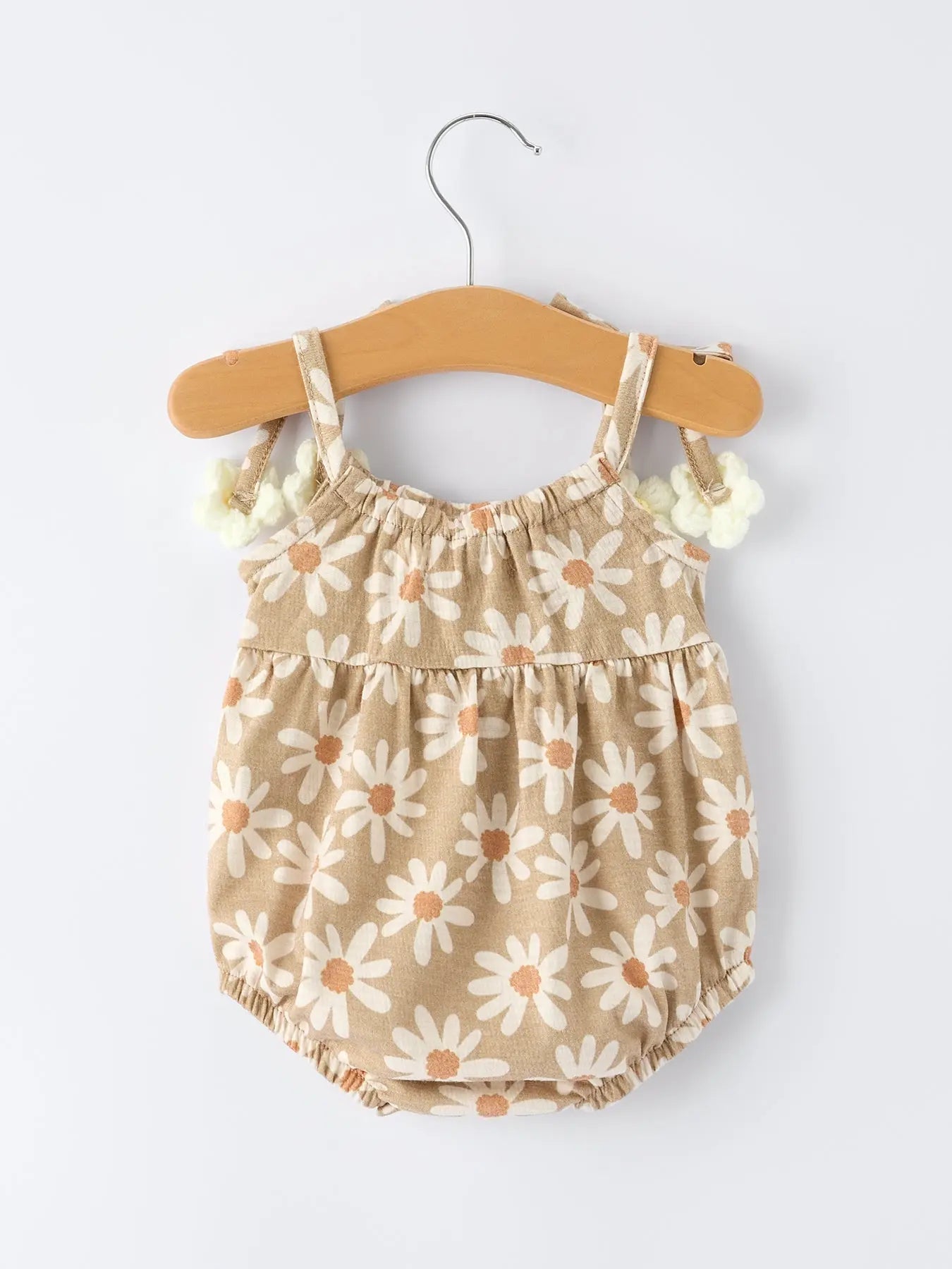 Floral Daisy Baby Girl Spaghetti Strap Romper Rylee Faith Designs 