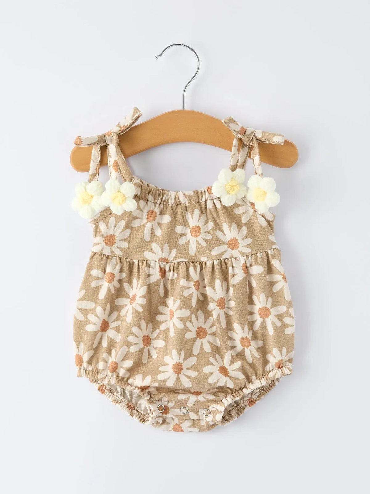Floral Daisy Baby Girl Spaghetti Strap Romper Rylee Faith Designs 