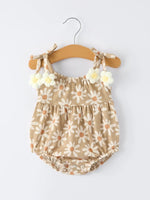 Floral Daisy Baby Girl Spaghetti Strap Romper Rylee Faith Designs 