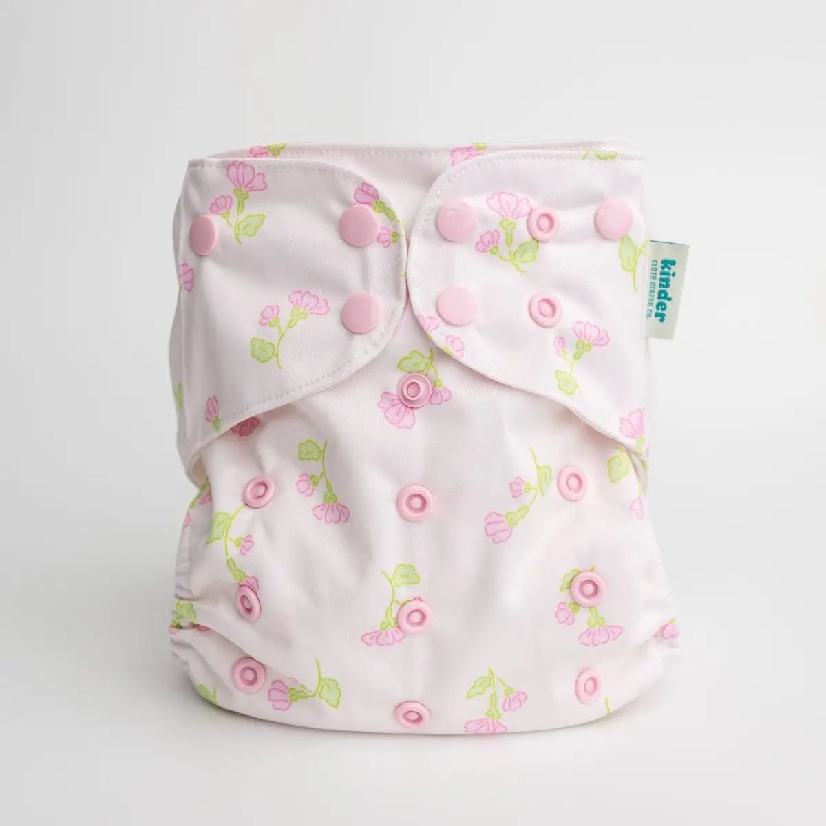 Kinder Cloth Diaper Co. Floral: Essentials Pocket Cloth Diaper with Athletic Wicking Jersey, Grows with your Baby -