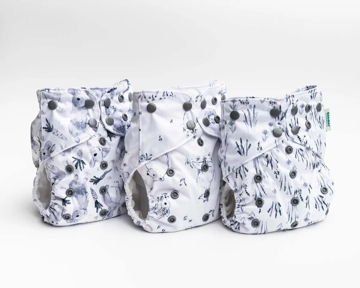 Kinder Cloth Diaper Co. Floral: Essentials Pocket Cloth Diaper with Athletic Wicking Jersey, Grows with your Baby -