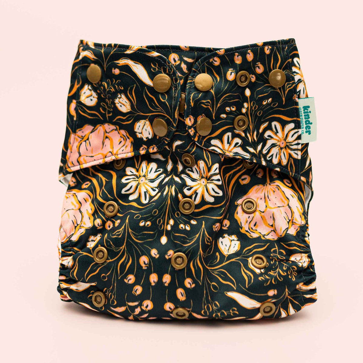 Kinder Cloth Diaper Co. Floral: Essentials Pocket Cloth Diaper with Athletic Wicking Jersey, Grows with your Baby -