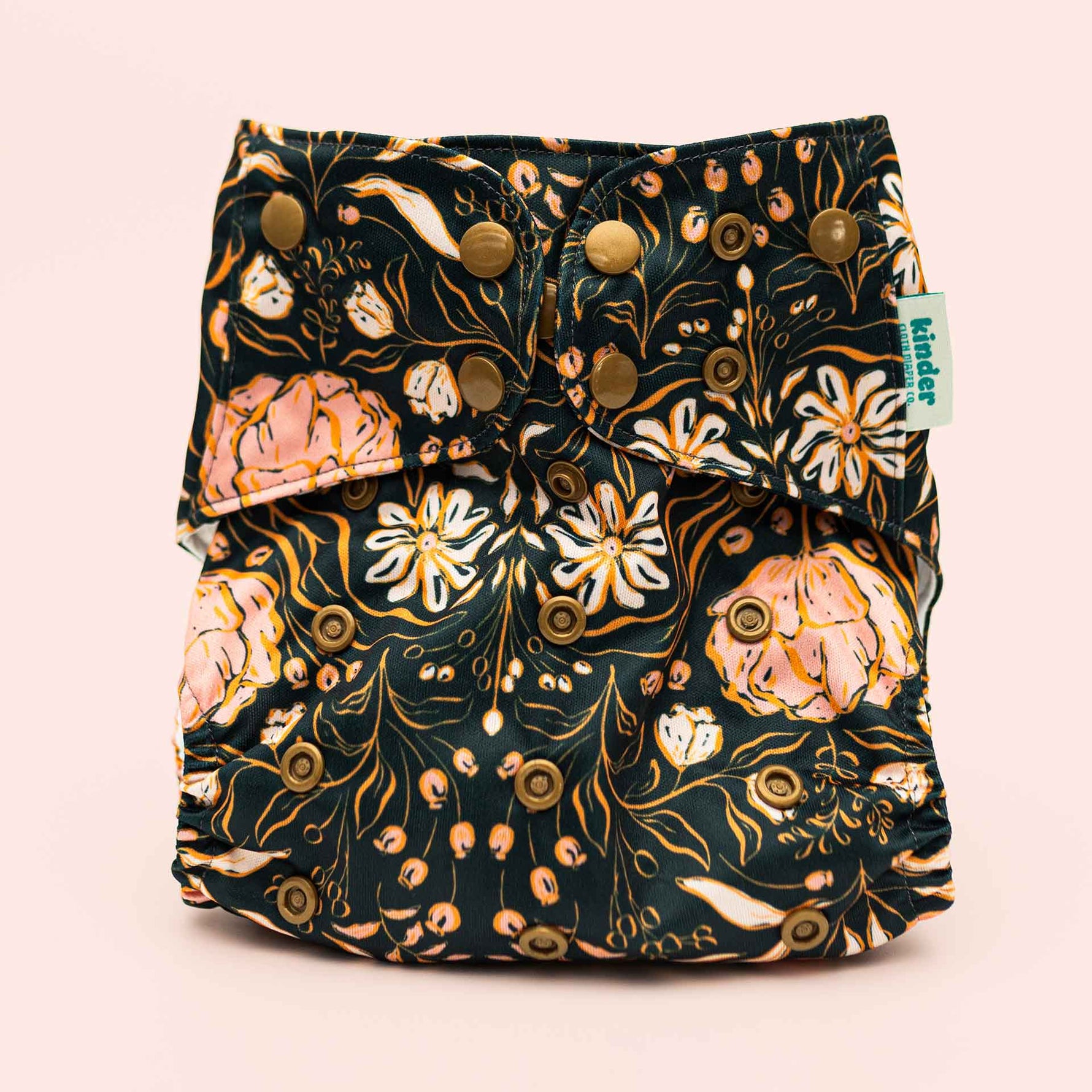 Kinder Cloth Diaper Co. Floral: Essentials Pocket Cloth Diaper with Athletic Wicking Jersey, Grows with your Baby -