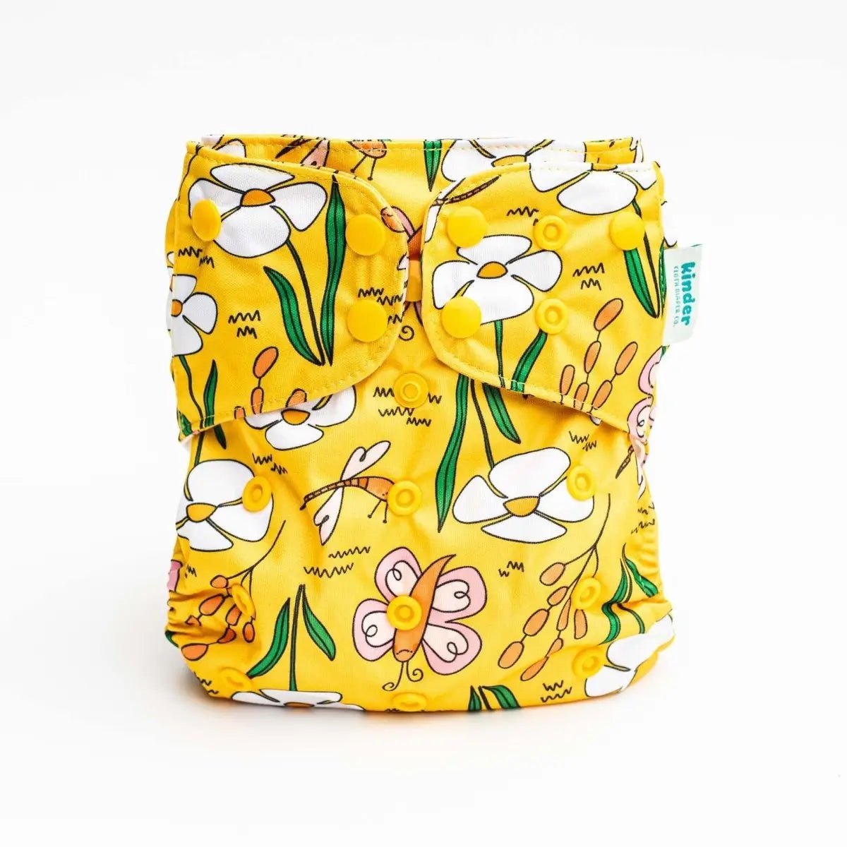 Kinder Cloth Diaper Co. Floral: Essentials Pocket Cloth Diaper with Athletic Wicking Jersey, Grows with your Baby -