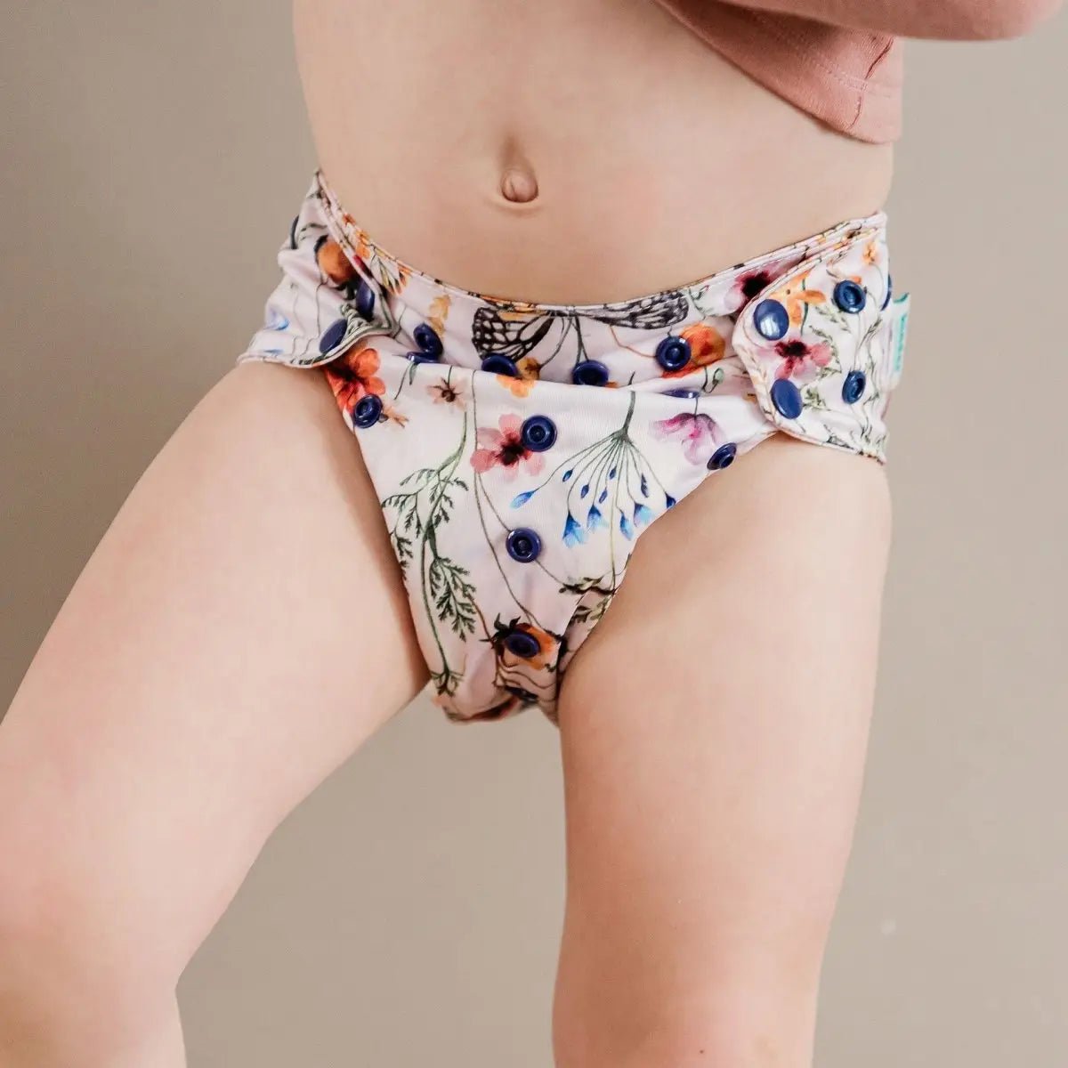 Kinder Cloth Diaper Co. Floral: Essentials Pocket Cloth Diaper with Athletic Wicking Jersey, Grows with your Baby -