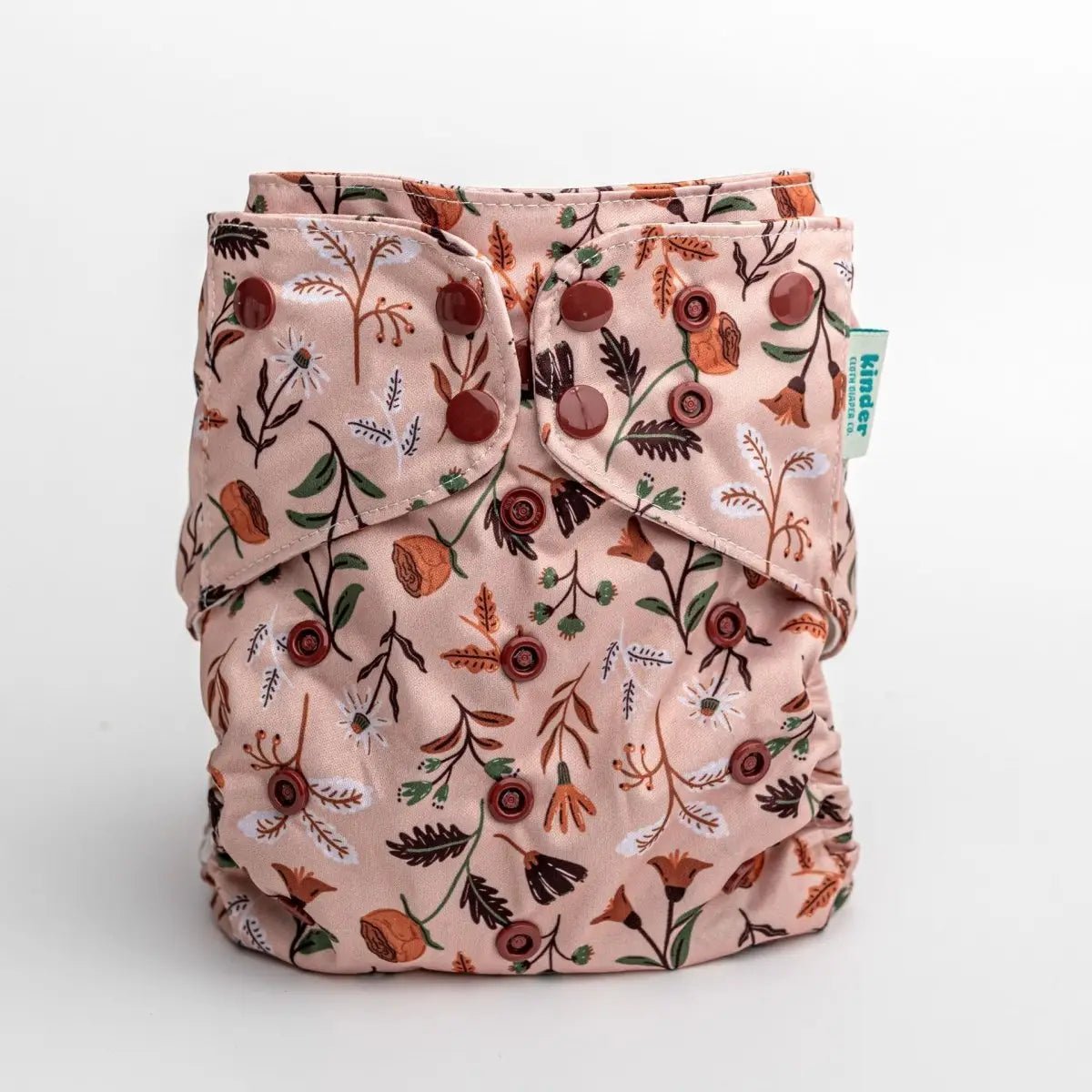 Kinder Cloth Diaper Co. Floral: Essentials Pocket Cloth Diaper with Athletic Wicking Jersey, Grows with your Baby -