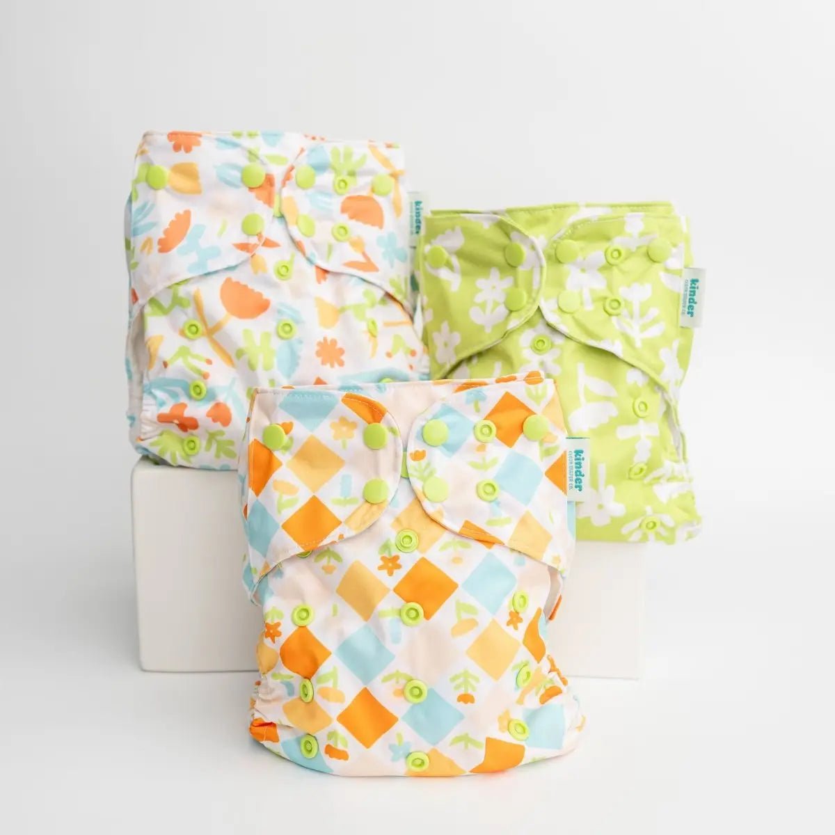 Kinder Cloth Diaper Co. Floral: Essentials Pocket Cloth Diaper with Athletic Wicking Jersey, Grows with your Baby -