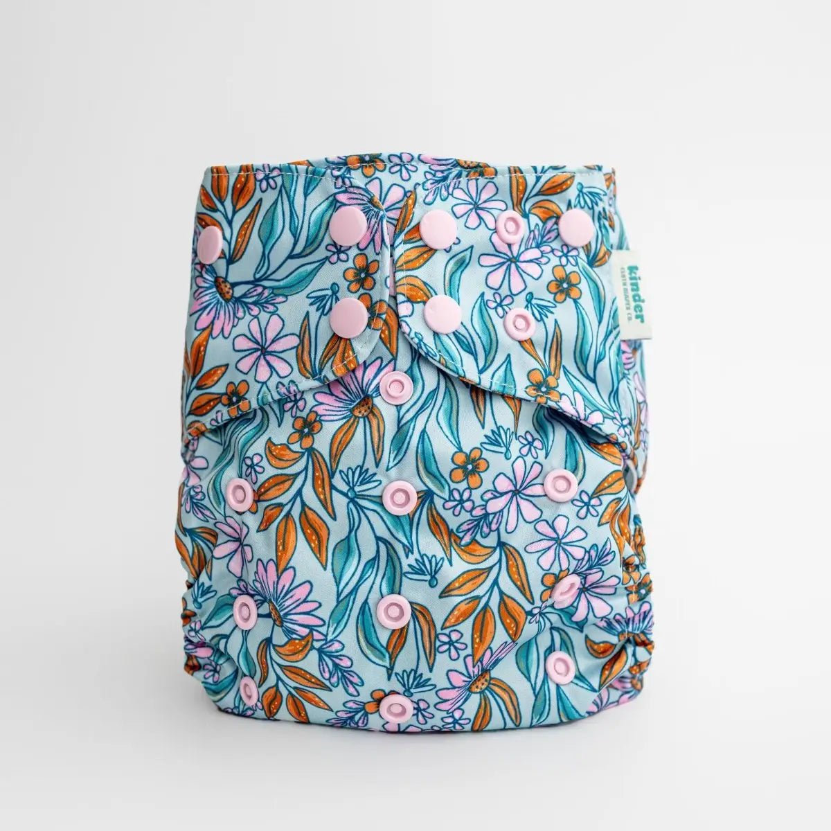 Kinder Cloth Diaper Co. Floral: Essentials Pocket Cloth Diaper with Athletic Wicking Jersey, Grows with your Baby -