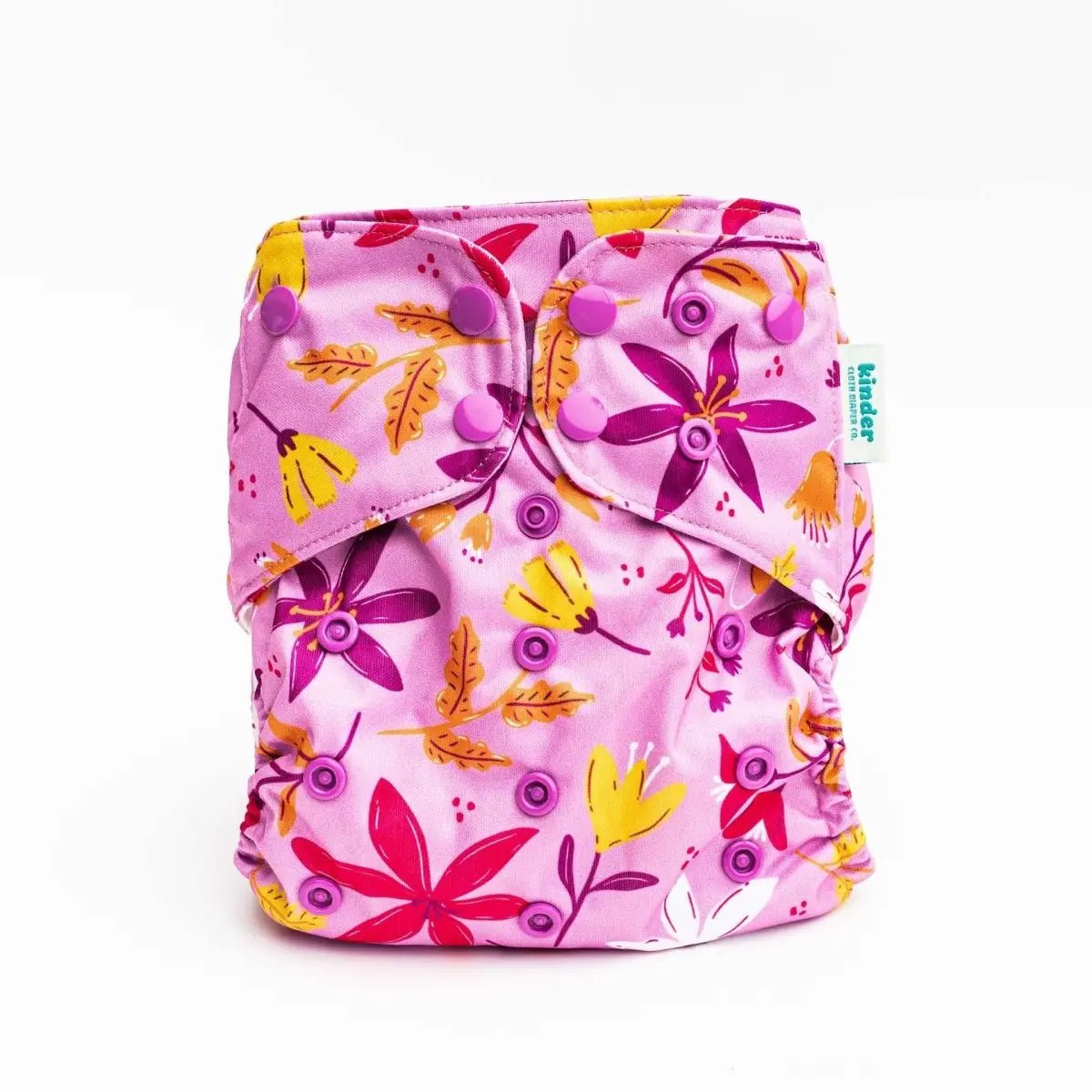 Kinder Cloth Diaper Co. Floral: Essentials Pocket Cloth Diaper with Athletic Wicking Jersey, Grows with your Baby -