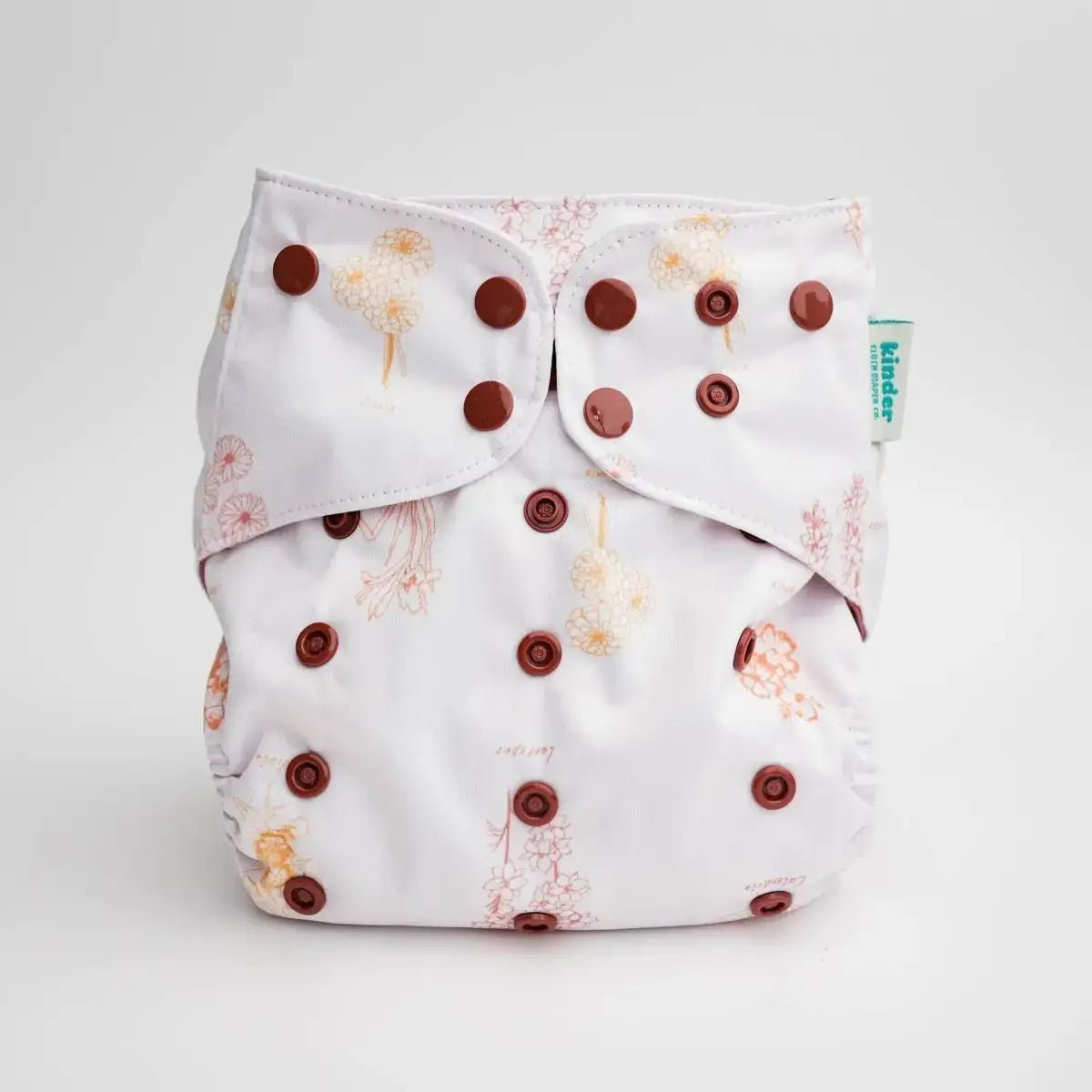 Kinder Cloth Diaper Co. Floral: Essentials Pocket Cloth Diaper with Athletic Wicking Jersey, Grows with your Baby -