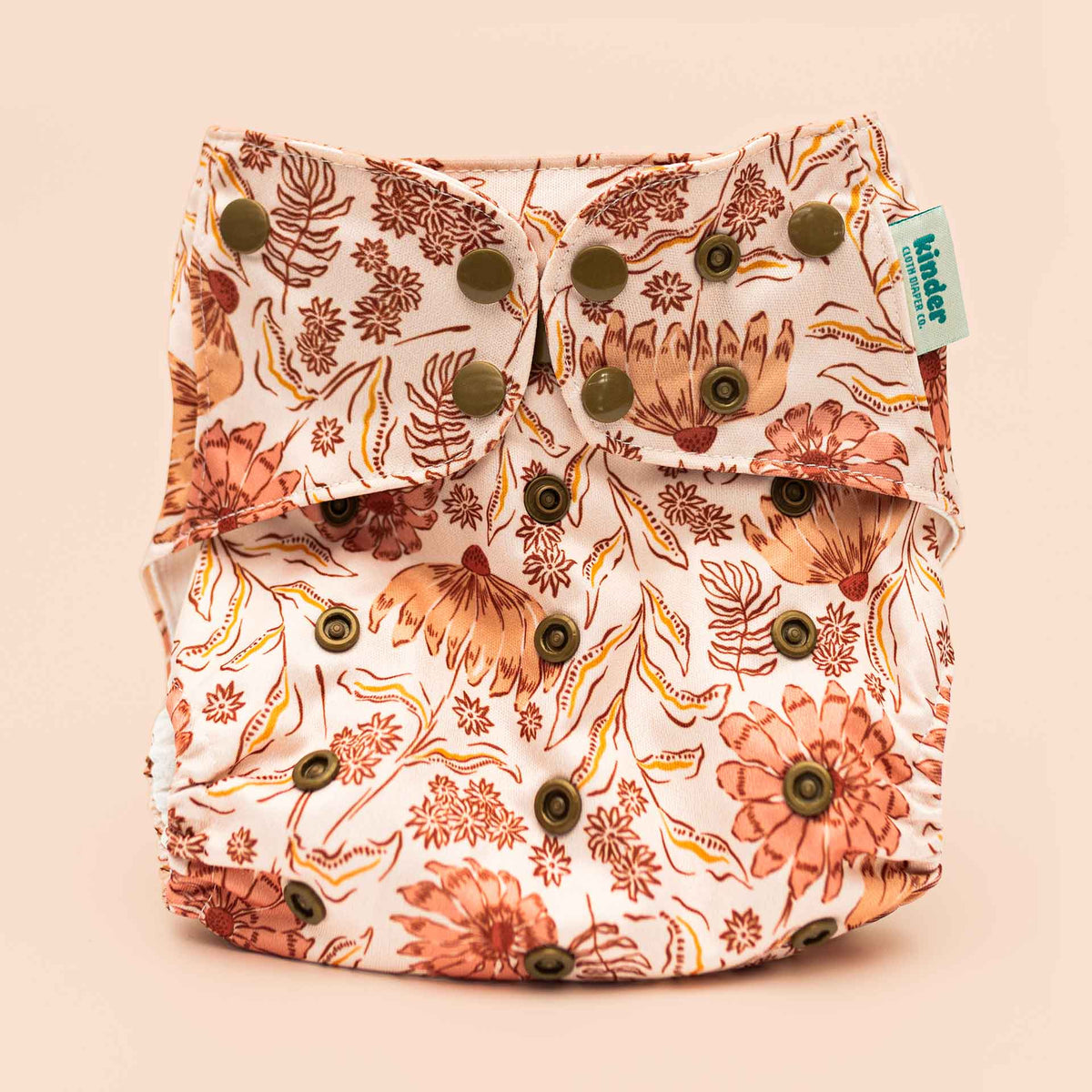Kinder Cloth Diaper Co. Floral: Essentials Pocket Cloth Diaper with Athletic Wicking Jersey, Grows with your Baby -