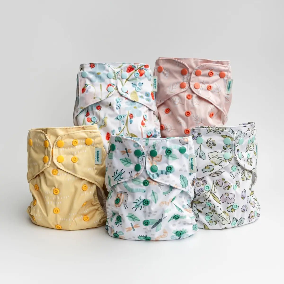 Kinder Cloth Diaper Co. Floral: Essentials Pocket Cloth Diaper with Athletic Wicking Jersey, Grows with your Baby -