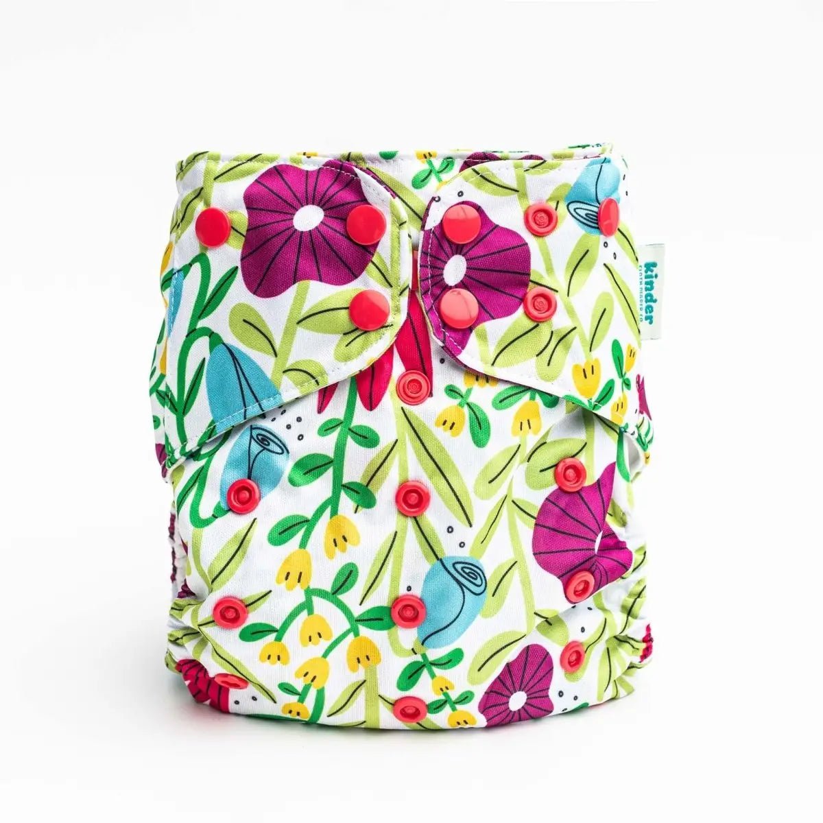 Kinder Cloth Diaper Co. Floral: Essentials Pocket Cloth Diaper with Athletic Wicking Jersey, Grows with your Baby -