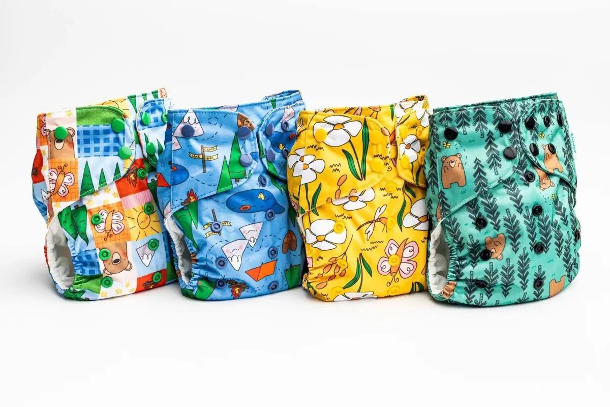 Kinder Cloth Diaper Co. Floral: Essentials Pocket Cloth Diaper with Athletic Wicking Jersey, Grows with your Baby -