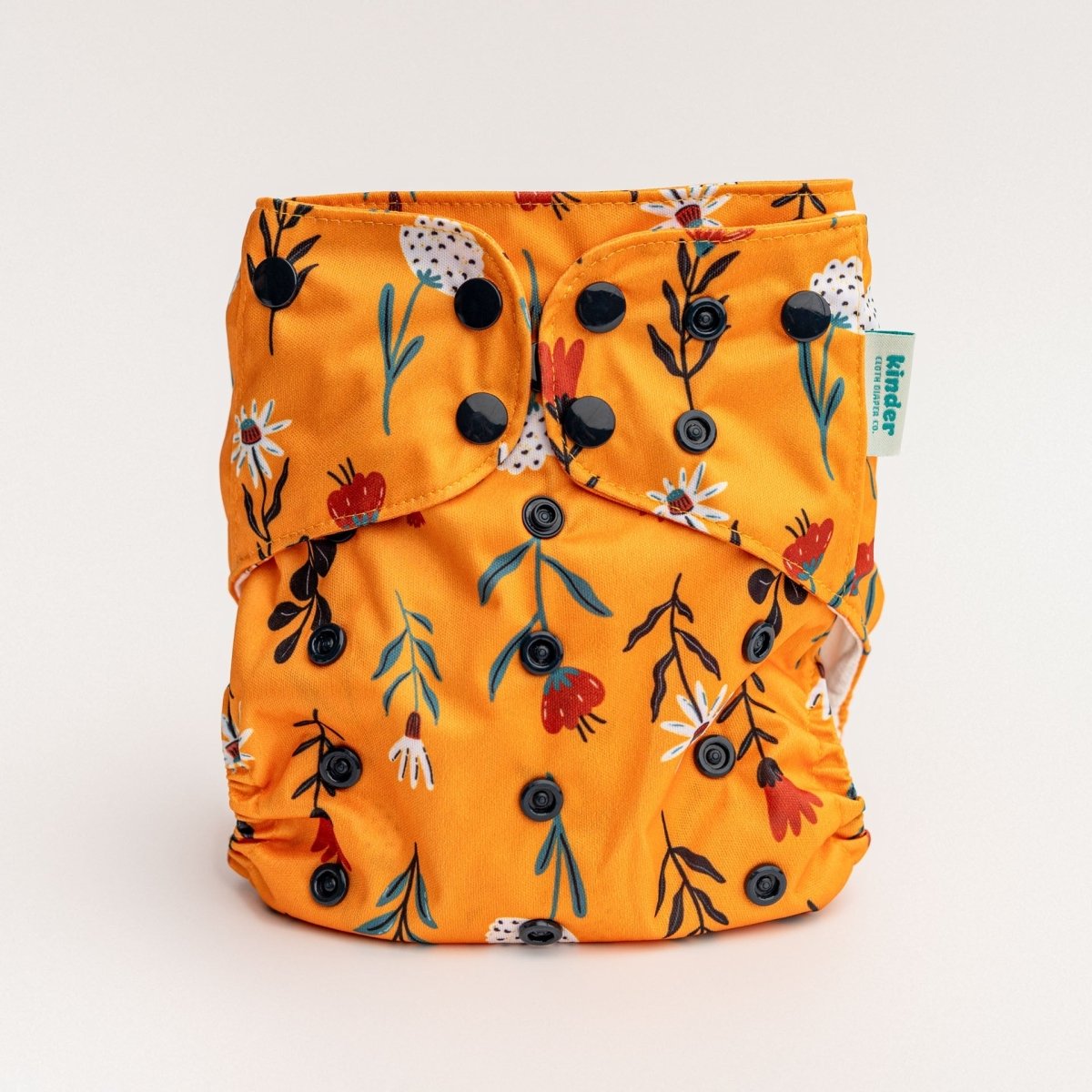 Kinder Cloth Diaper Co. Floral: Essentials Pocket Cloth Diaper with Athletic Wicking Jersey, Grows with your Baby -