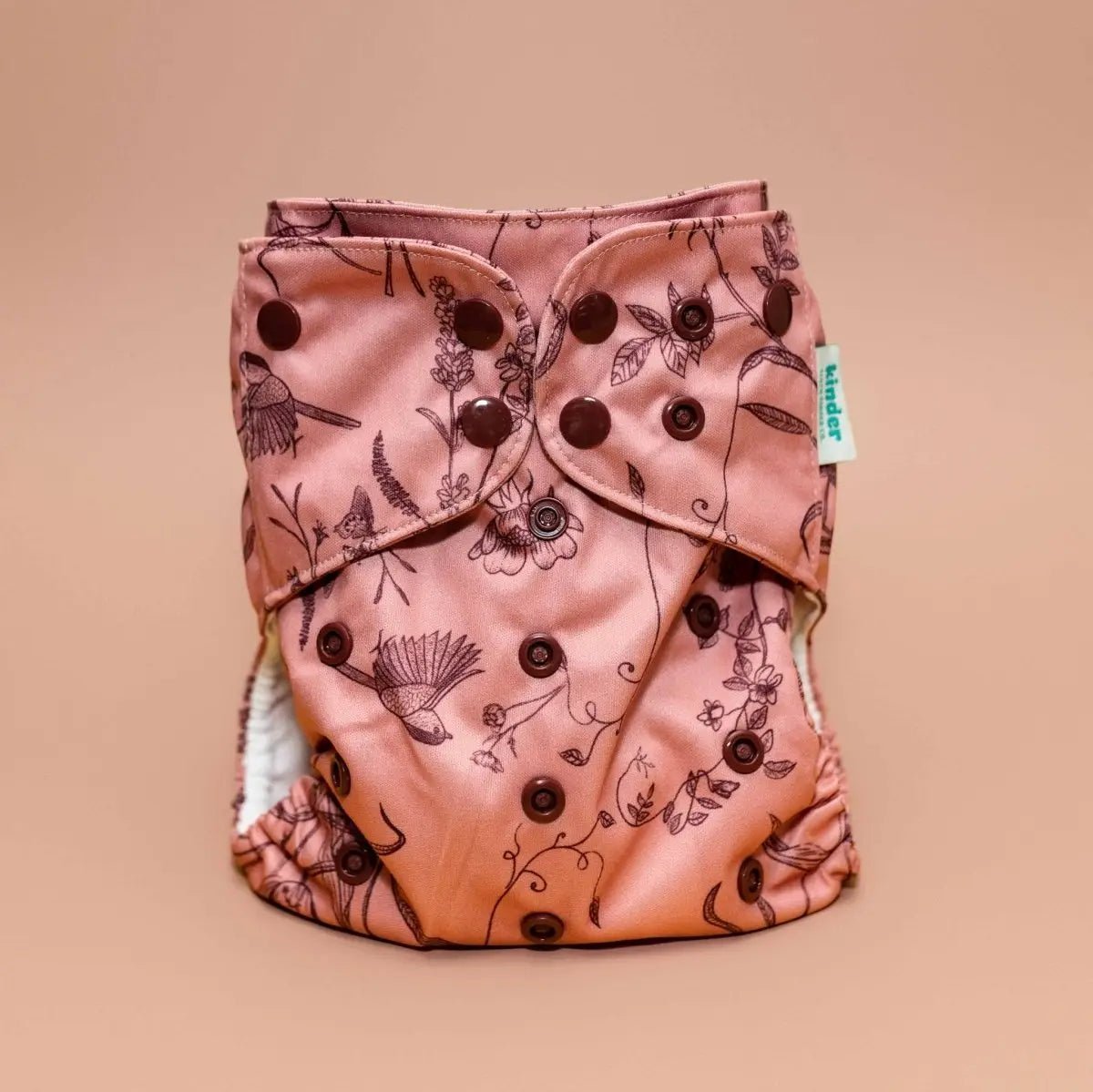 Kinder Cloth Diaper Co. Floral: Essentials Pocket Cloth Diaper with Athletic Wicking Jersey, Grows with your Baby -