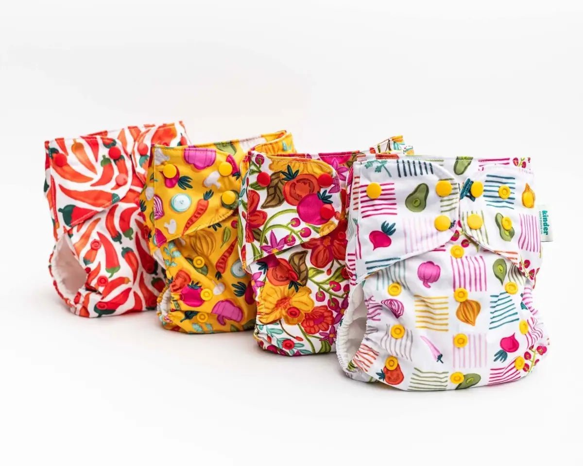 Kinder Cloth Diaper Co. Floral: Essentials Pocket Cloth Diaper with Athletic Wicking Jersey, Grows with your Baby -