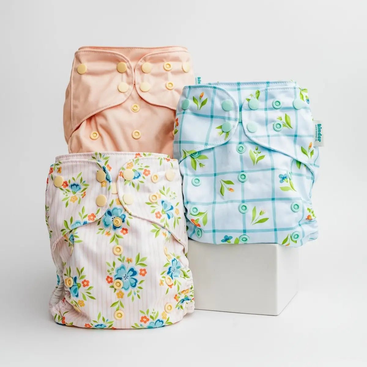 Kinder Cloth Diaper Co. Floral: Essentials Pocket Cloth Diaper with Athletic Wicking Jersey, Grows with your Baby -