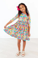 Mila & Rose ® Floral Fiesta 3/4 Sleeve Pocket Twirl Dress - 