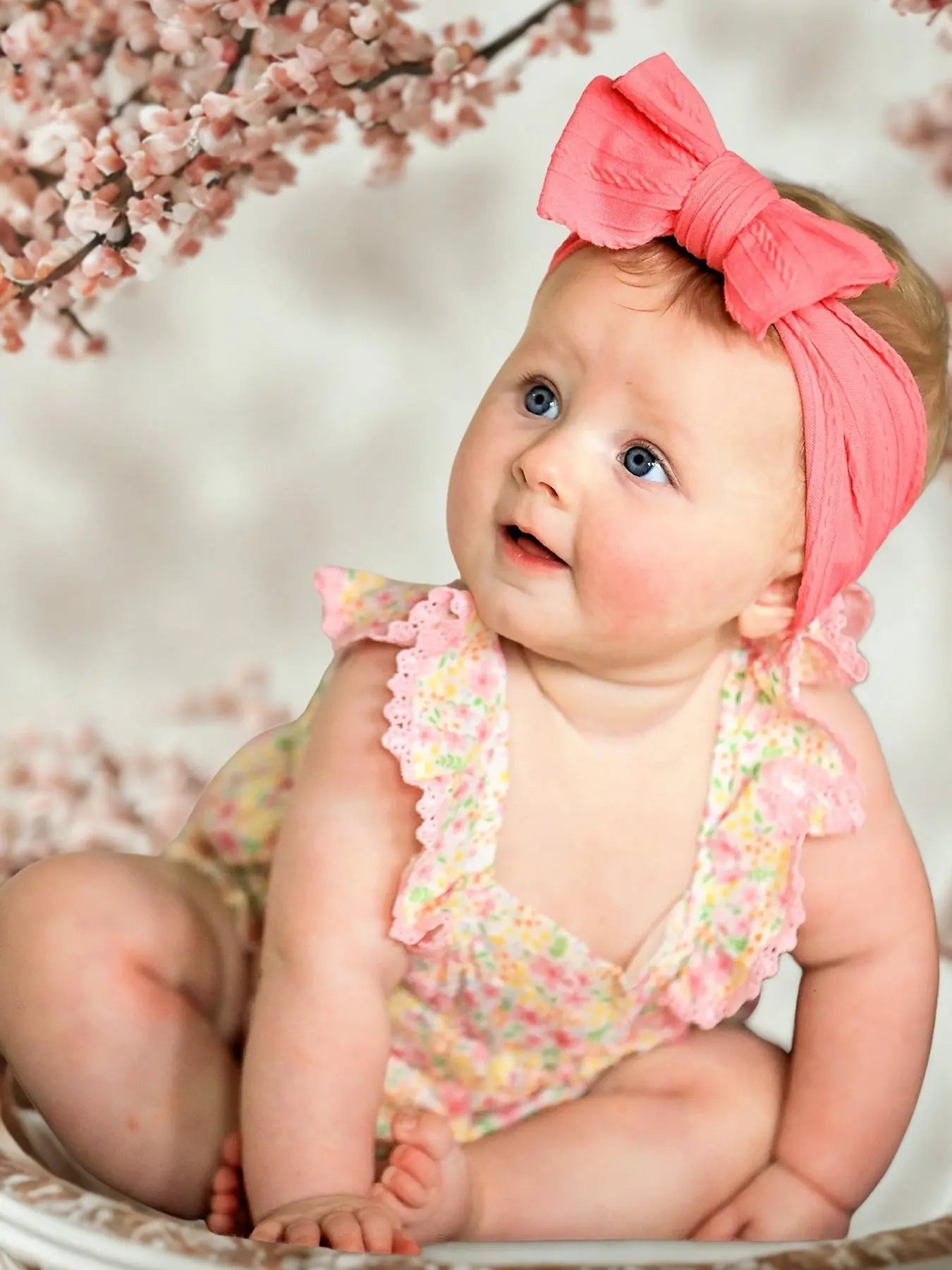 Rylee Faith Designs Floral Girls Smocked Ruffle Romper - 