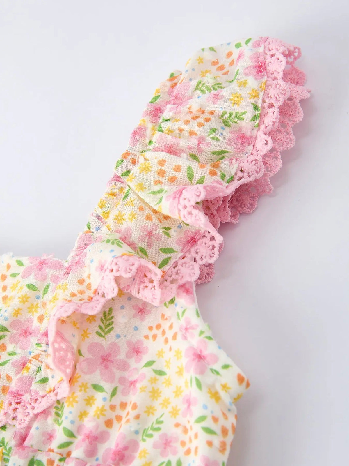 Rylee Faith Designs Floral Girls Smocked Ruffle Romper - 
